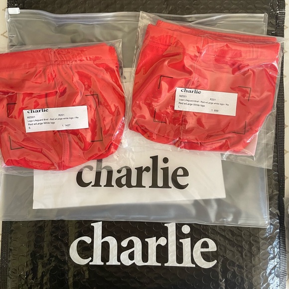 Mens Charlie by MZ RED Logo Lifeguard Brief, MSRP $125 - Picture 4 of 8